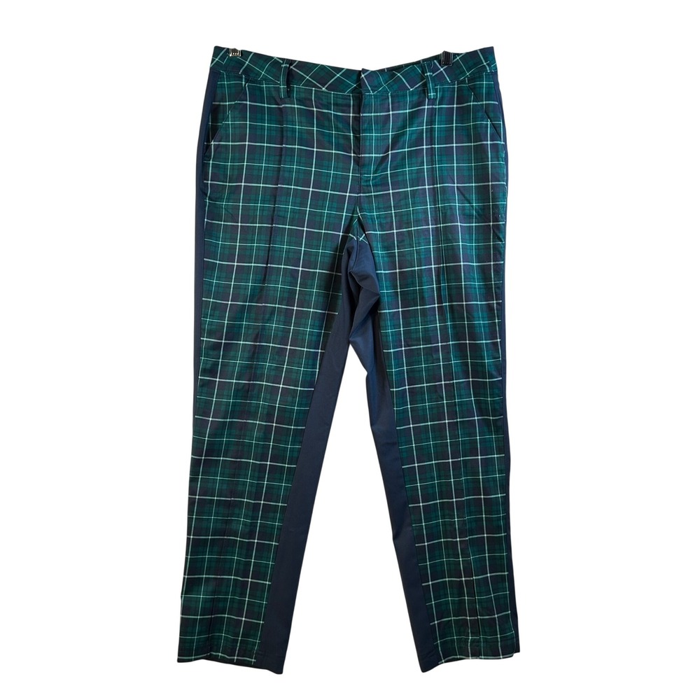 Lady Hagan‎ Plaid Golf Pants Women Size 12 Green Navy White Straight Leg